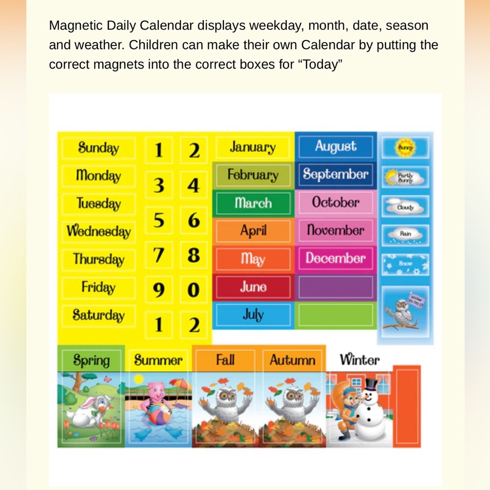 Magnetic Daily Calendar for kids - Picture 8 of 9